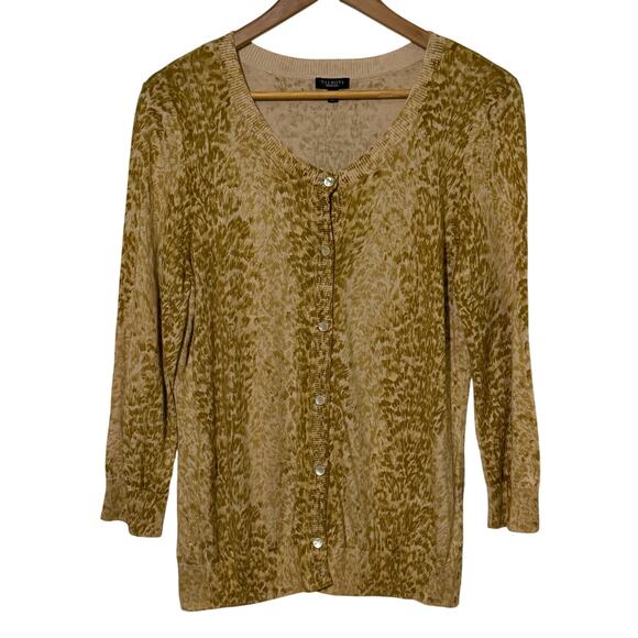 Talbots Size Large Animal Print Cardigan Sweater - Picture 1 of 8